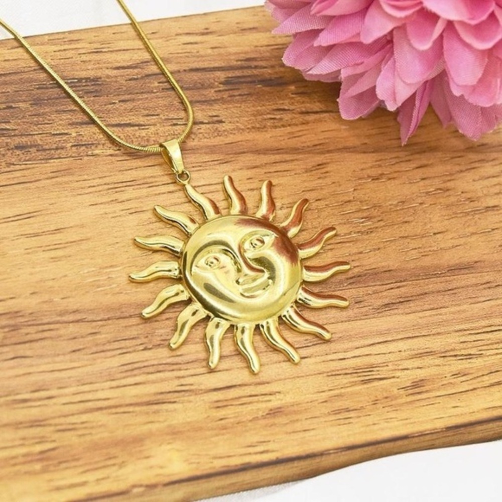 Large Gold Sun Necklace